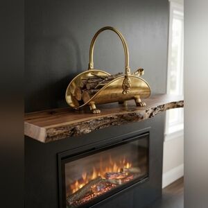 Vintage Hammered Brass made In Holland Mini Brass Log Holder with Claw Feet